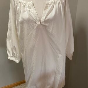 Lauren cotton poplin peasant blouse tunic off white Sz 3X